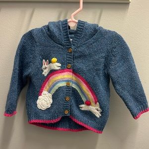 Next Rainbow bunny sweater/cardigan with hood.